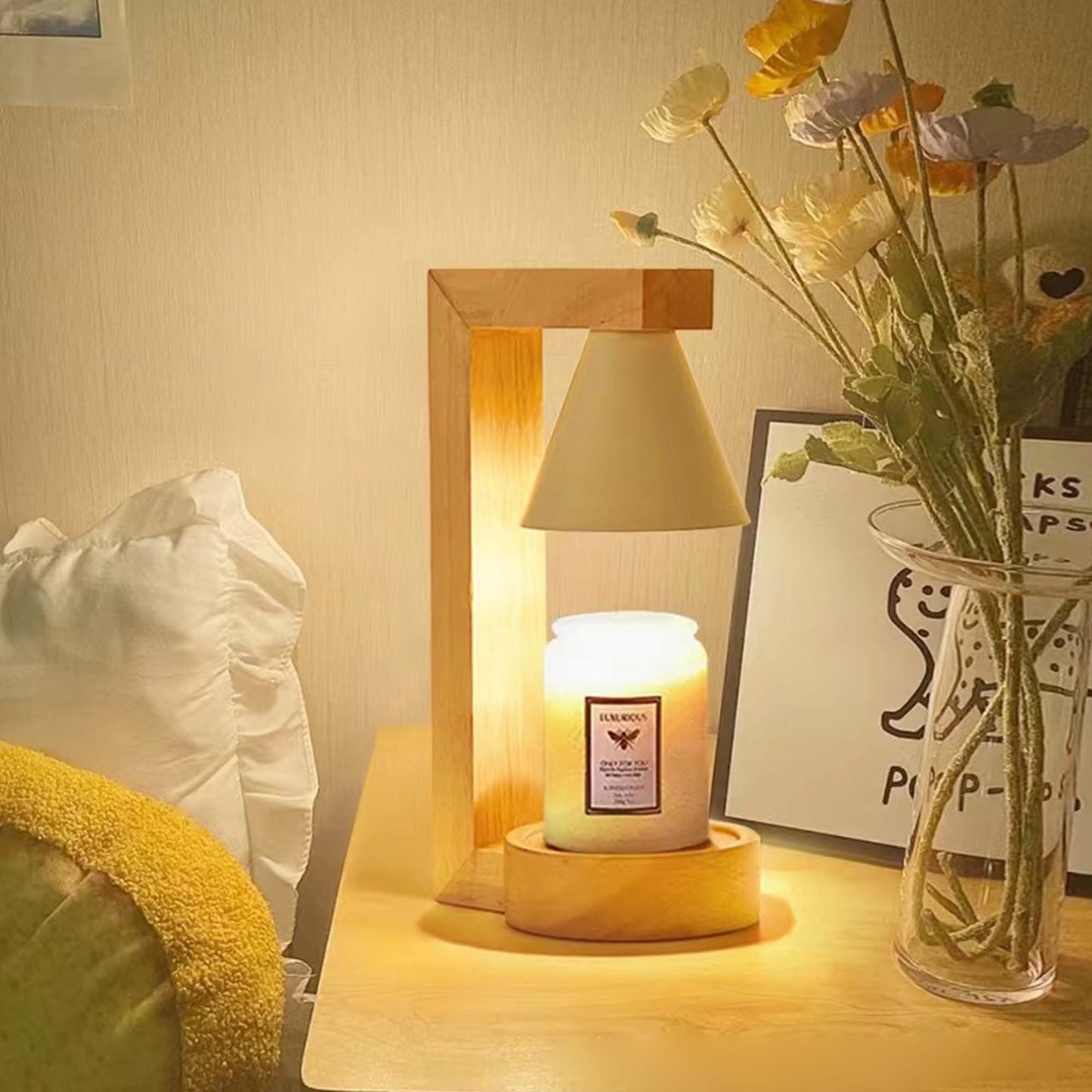 Ani Light Wood Candle Warmer, White