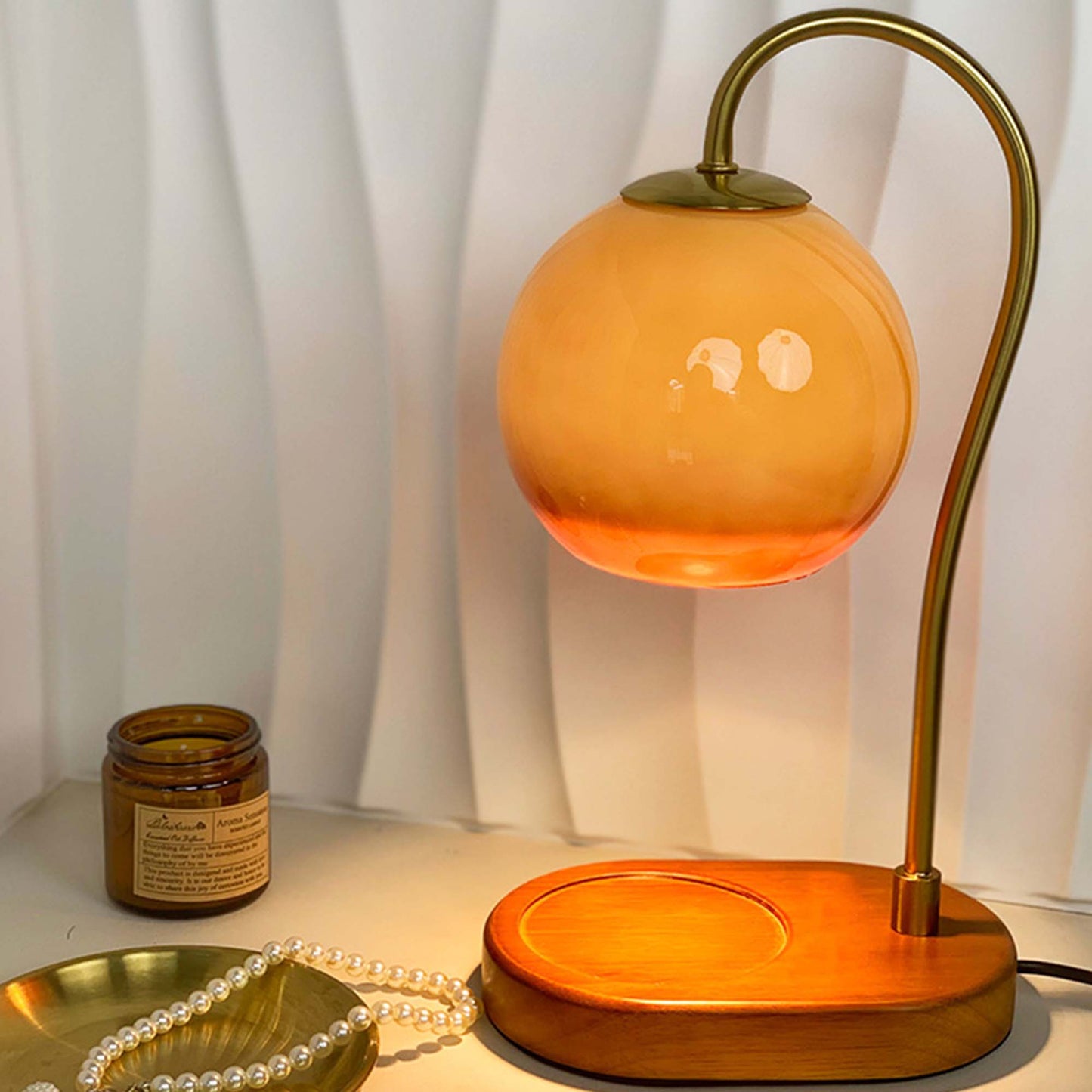 Molly Vintage Candle Warmer, Amber Shade